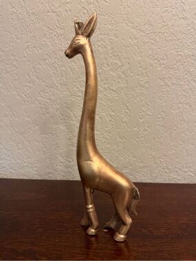 Vintage Solid Brass Standing Giraffe Figurine Statue 9.5” tall x 3” Wide MCM